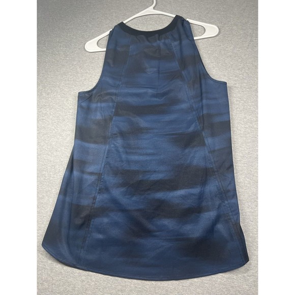 Athleta Womens S Muscle Tank Top Scallop Hem High‎ Neck Black Blue zephyr - Picture 7 of 7